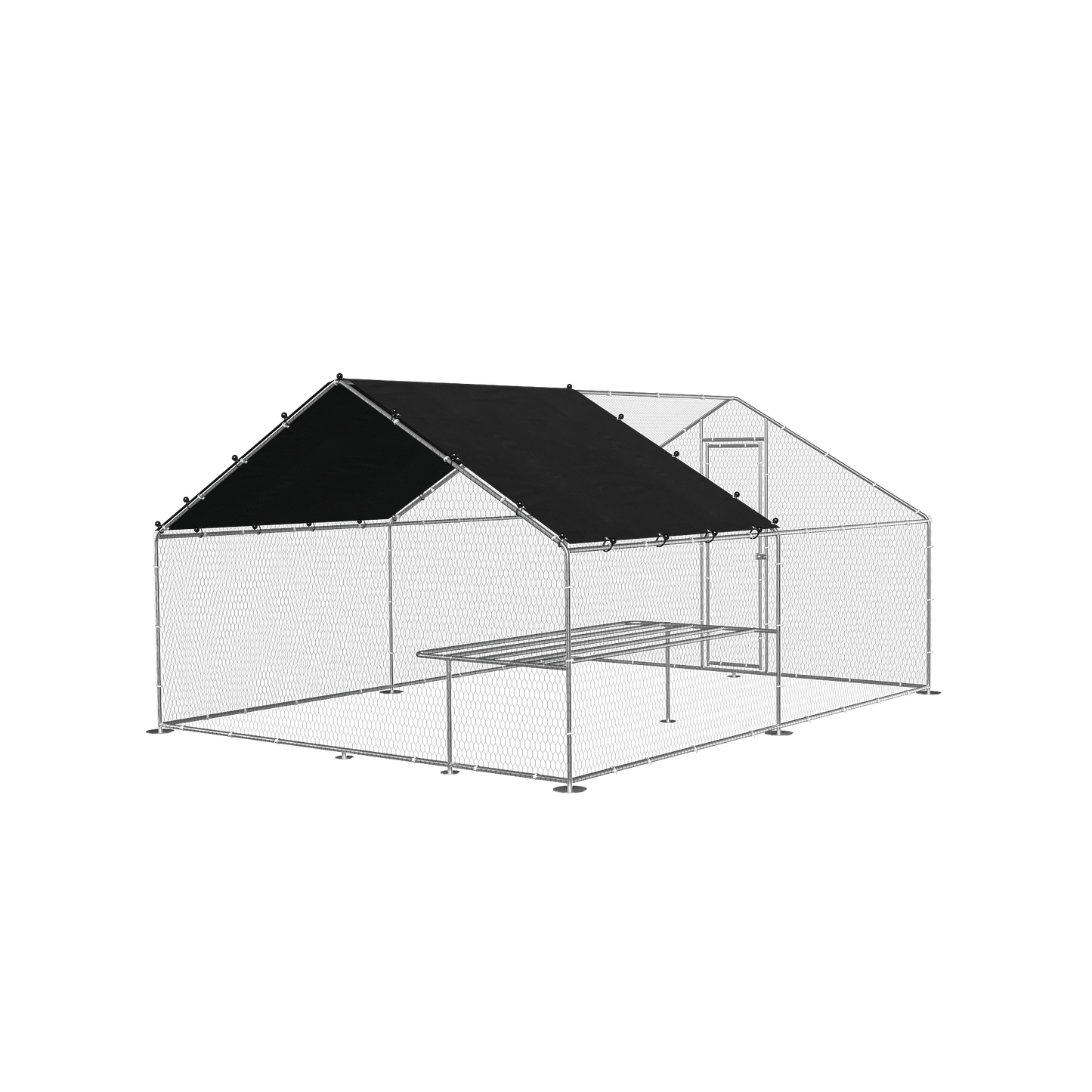 Large metal chicken coop, walk-in chicken coop, galvanized wire poultry chicken coop, rabbit duck coop with waterproof and UV protection cover for outdoor, backyard and farm. 9.8' W x 13.1' L x 6.6' H