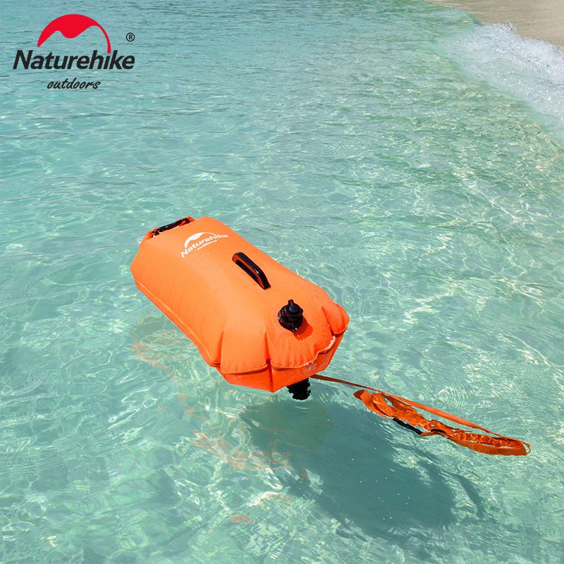 Naturehike Inflatable Swimming Buoy Waterproof 28L Storage Dry Bag Adjustable Belt Flotation Bag Dual Airbag Swim Drifting Float