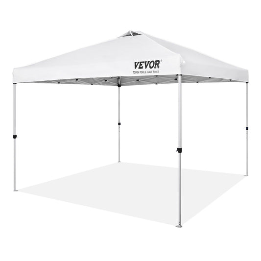 VEVOR Pop Up Canopy Tent, 10 x 10 ft, 250 D PU Silver Coated Tarp, with Portable Roller Bag and 4 Sandbags, Waterproof and Sun Shelter Gazebo for Outdoor Party, Camping, Commercial Events