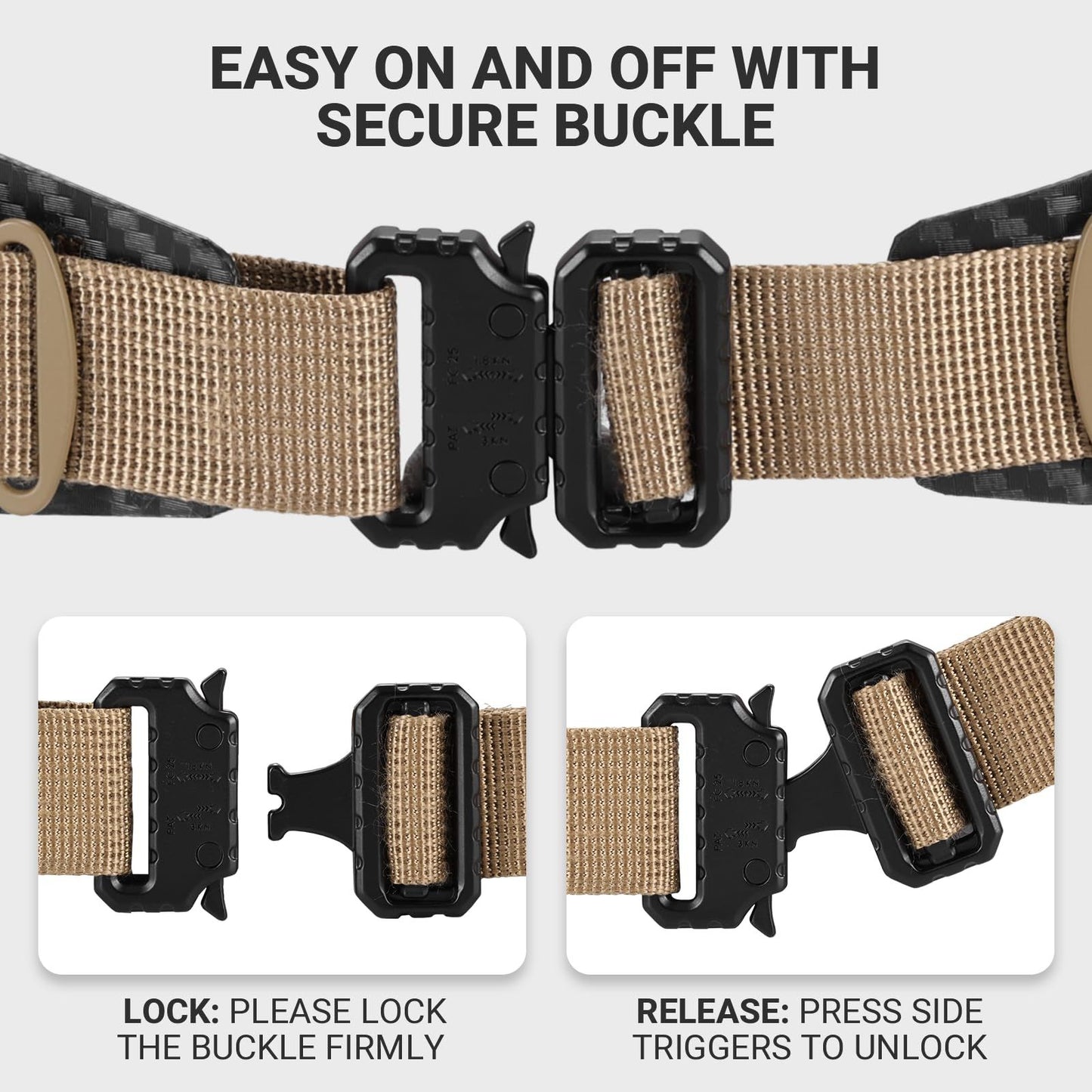 Tactical Belt MOLLE Battle Belt With Quick Release Buckle, Low Profile Laser-Cut Battle Belt For Range