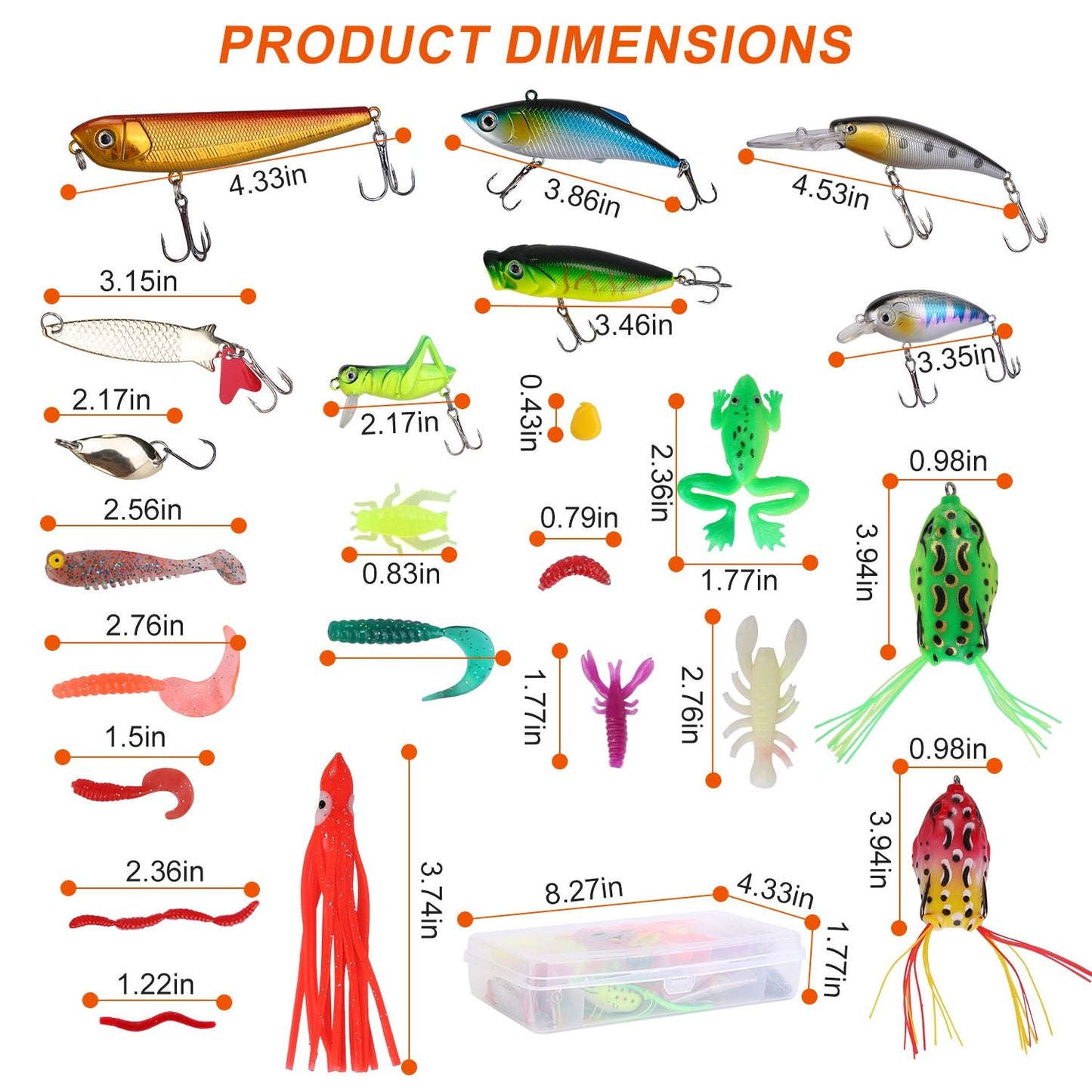 375Pcs Fishing Baits and Tackle Box Saltwater Freshwater Fishing Lures Kit Lifelike Popper Crankbaits Crickets Frogs Spoon Lures Maggots