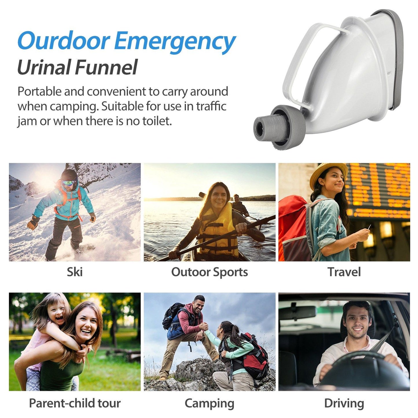 Unisex Potty Pee Funnel Adult Emergency Urinal Device Portable Male Female Toilet