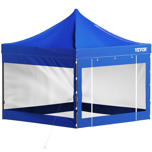 VEVOR Pop Up Canopy Tent, 10 x 10 FT, Outdoor Patio Gazebo Tent with Removable Sidewalls and Wheeled Bag, UV Resistant Waterproof Instant Gazebo Shelter for Party, Garden, Backyard, Blue