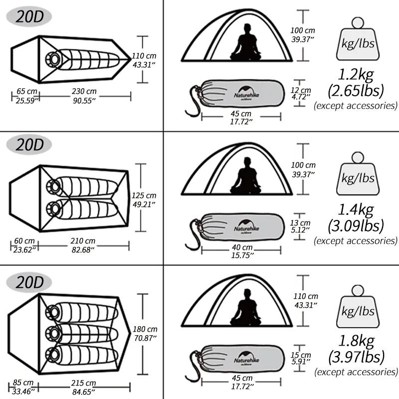 Naturehike Cloud Up Camping Tent Hiking Outdoor Family Beach Shade Waterproof Camping Portable 1 2 3 person Backpacking Tent