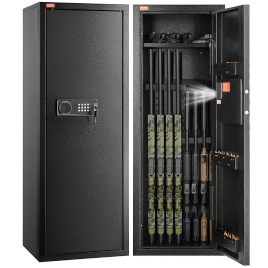 VEVOR 6-8 Rifles Gun Safe, Rifle Safe with Lock & Digital Keypad, Quick Access Tall Gun Storage Cabinet with Removable Shelf, Rifle Cabinet for Home Rifle and Shotguns