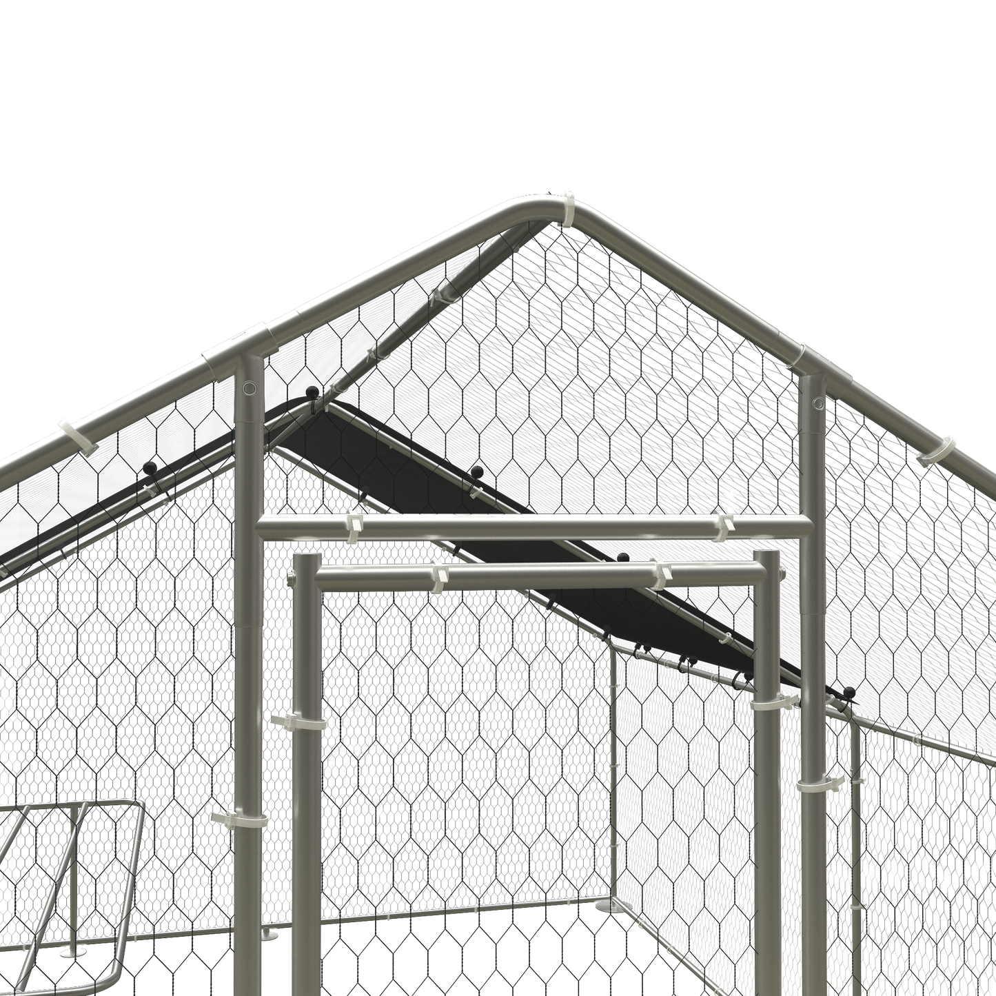 Large metal chicken coop, walk-in chicken coop, galvanized wire poultry chicken coop, rabbit duck coop with waterproof and UV protection cover for outdoor, backyard and farm. 9.8' W x 13.1' L x 6.6' H