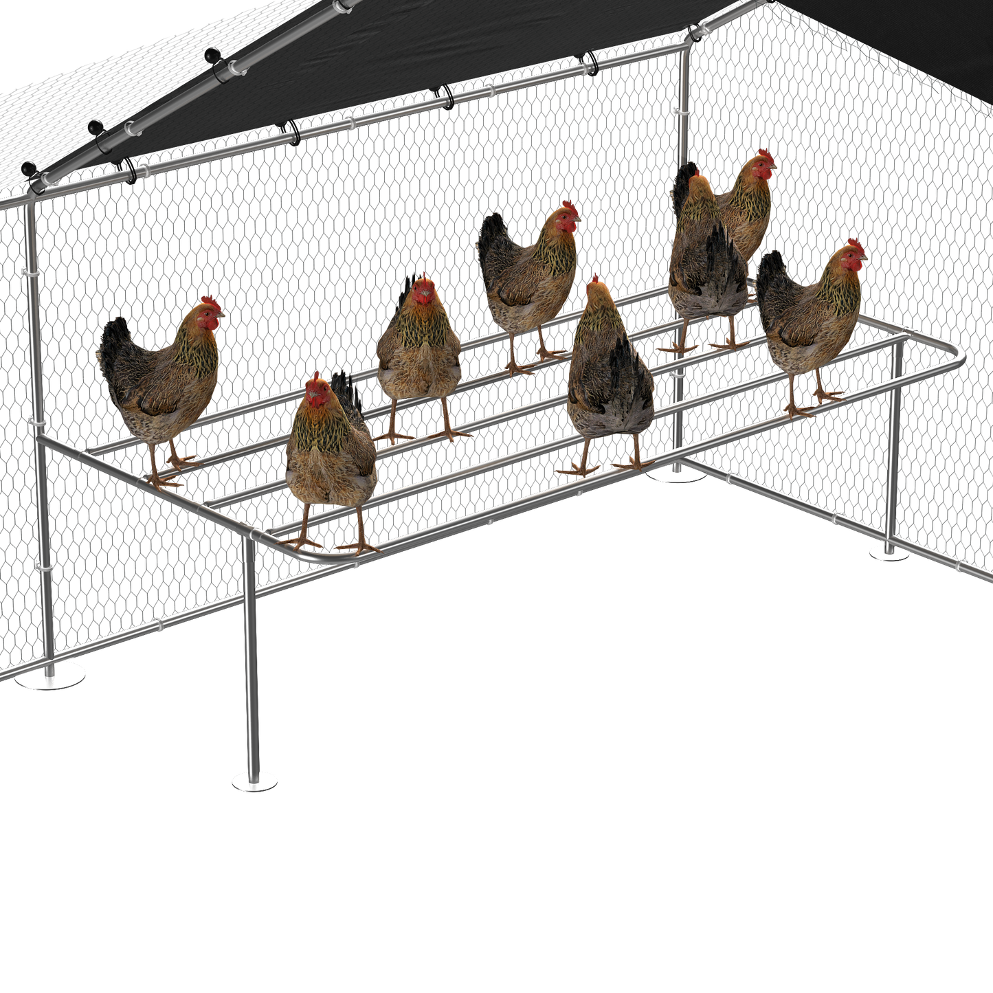 Large metal chicken coop, walk-in chicken coop, galvanized wire poultry chicken coop, rabbit duck coop with waterproof and UV protection cover for outdoor, backyard and farm. 9.8' W x 13.1' L x 6.6' H