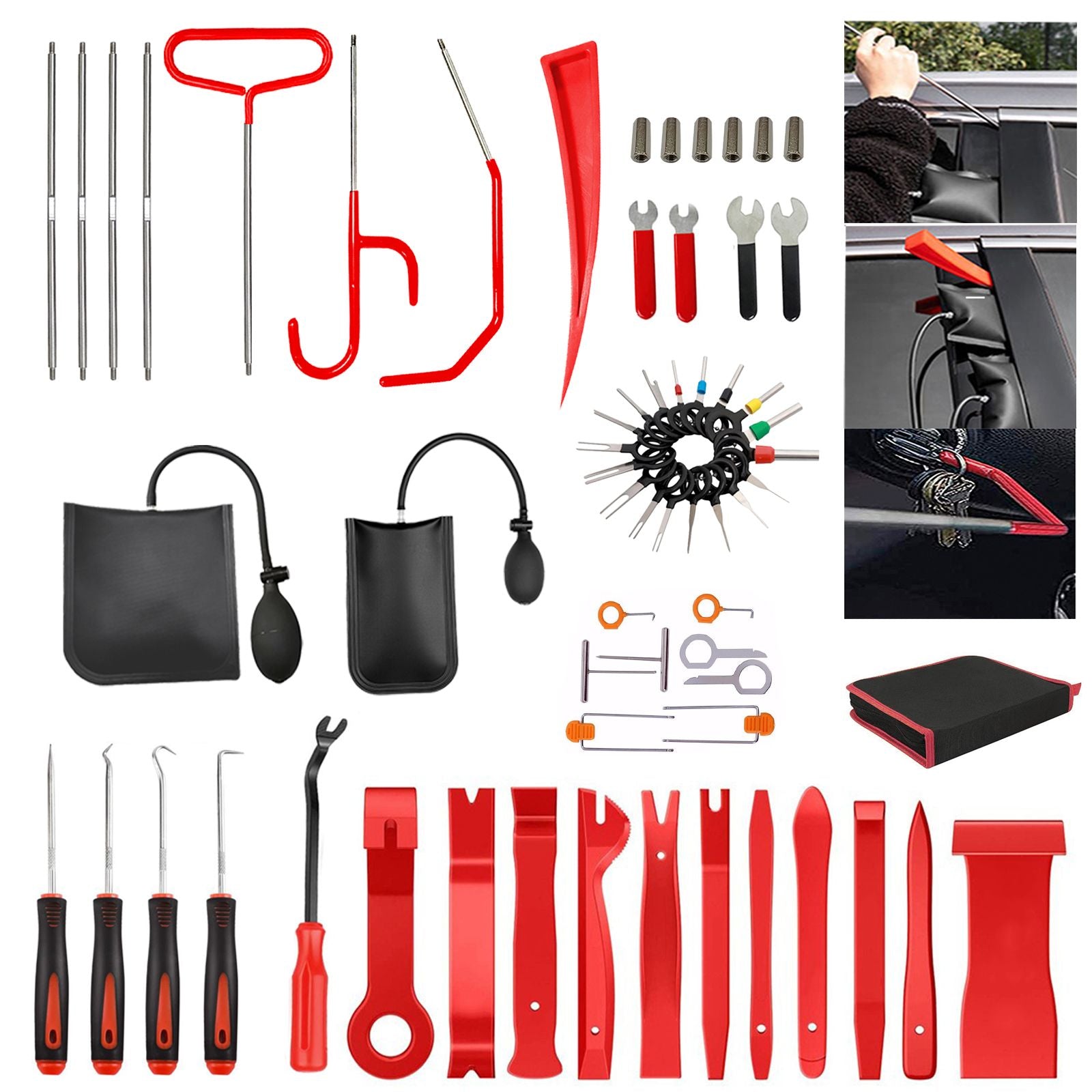 Trim Removal Kit, 63 automatic Trim removal Kit, Plastic panel fastener Removal Kit, Automotive trim Removal Kit/trim/Panel/Door/audio/Auto clamp/Terminal Removal Kit (red)