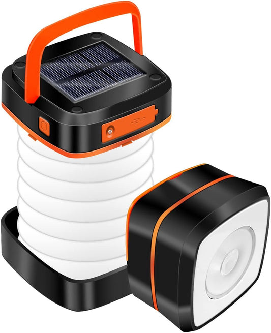 Solar Lantern Camping, Collapsible Solar Camping Light Rechargable,LED Portable USB Solar Lamp IP54 Waterproof Lights for Backpacking Gear,Emergency Charger for Power Outage