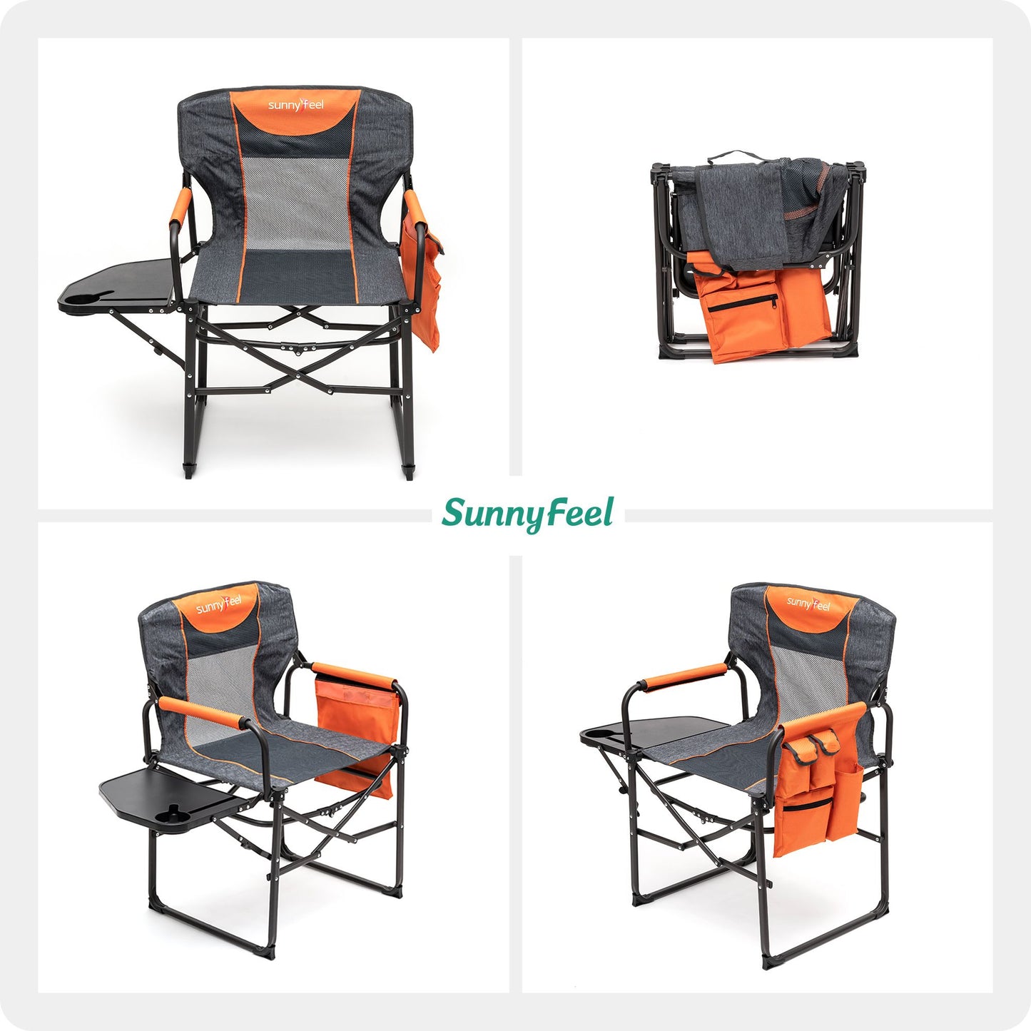 Camping Directors Chair, Heavy Duty,Oversized Portable Folding Chair with Side Table, Pocket for Beach, Fishing,Trip,Picnic,Lawn,Concert Outdoor Foldable Camp Chairs