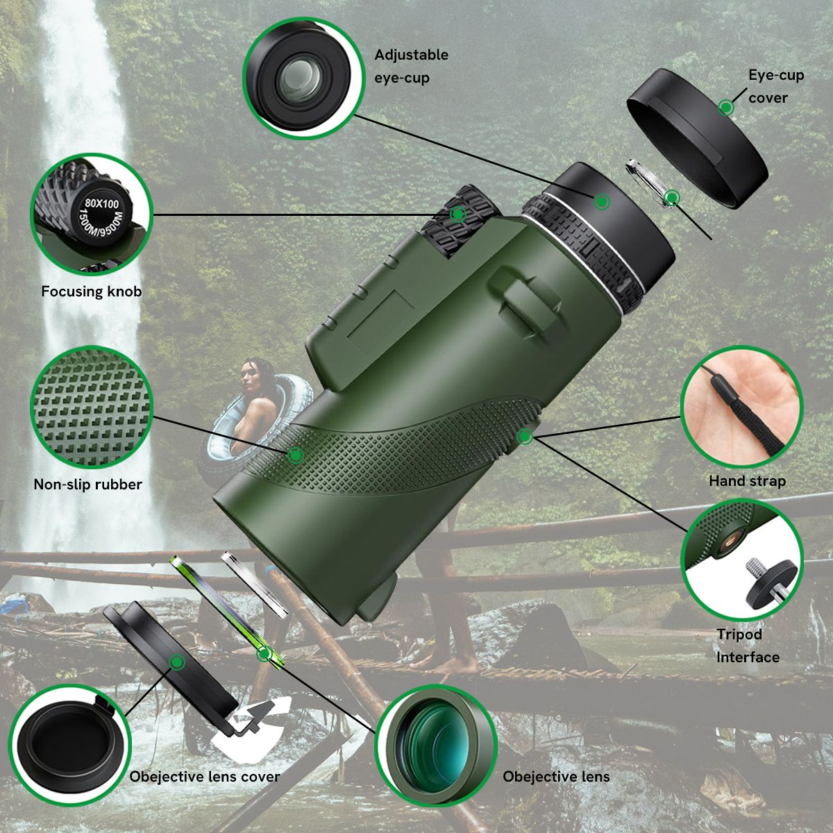 Monocular 40×60 Hd Shimmering Multifunction Monocular with Phone Tripod & Night Vision Telescope