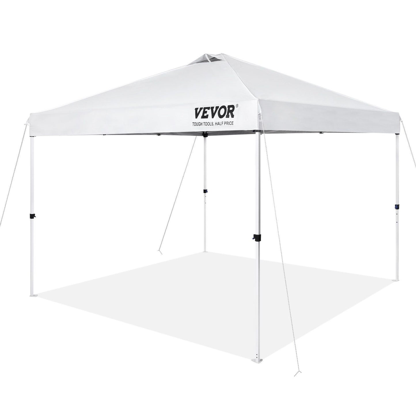 VEVOR Pop Up Canopy Tent, 10 x 10 ft, 250 D PU Silver Coated Tarp, with Portable Roller Bag and 4 Sandbags, Waterproof and Sun Shelter Gazebo for Outdoor Party, Camping, Commercial Events