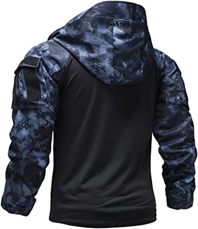 Men's Camouflage Army Tactical T-Shirts Military Shirts Long Sleeve Outdoor T-Shirts Athletic Hoodies