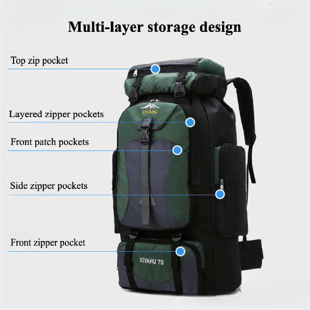 70L Hiking Camping Backpack, Hunting Climbing Backpack for Outdoor, Backpack Water Resistant, Tactical Backpack