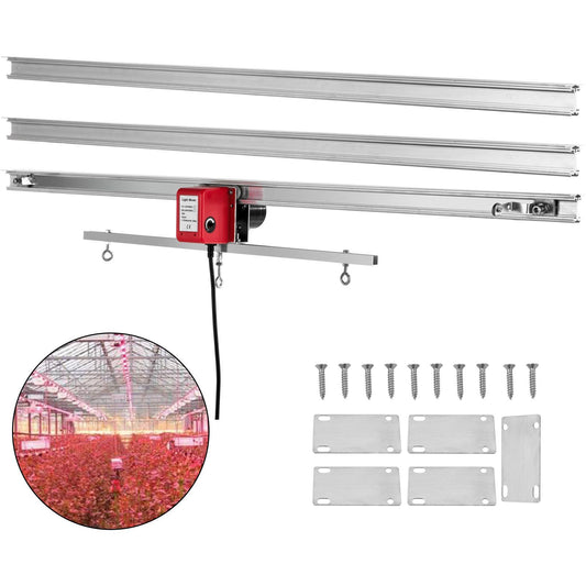 VEVOR 10.8 ft Adjustable Indoor Grow Light Mover Track Rail Mover Kit 10 r/min, Mover Motor w on/Off Button, Three Moving Rails, 0-120 Second Adjustable Time Delay Hydroponic Lighting System