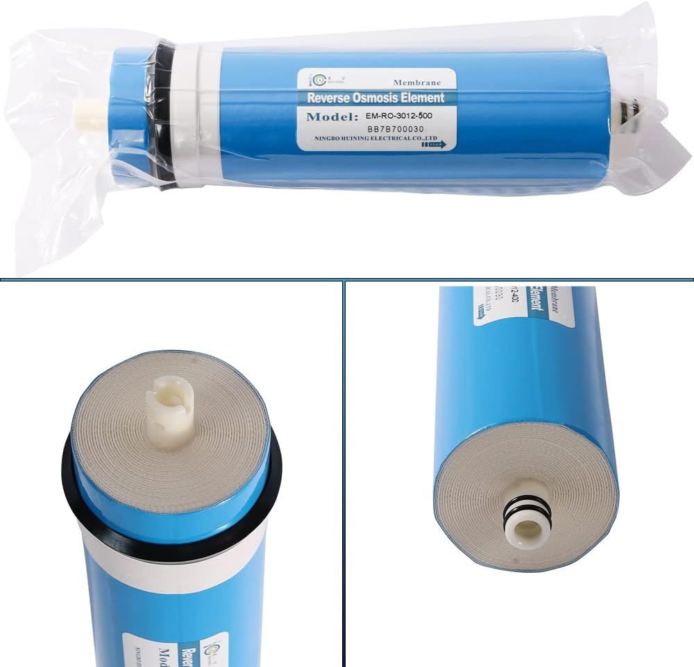 HUINING Reverse Osmosis Membrane 50/75/100/150/400/500GPD and RO Membrane Housing Kit with Quick Connector,Check Valve,Water Pipe,Wrench  for Residential Household Hospital Water Filtration System