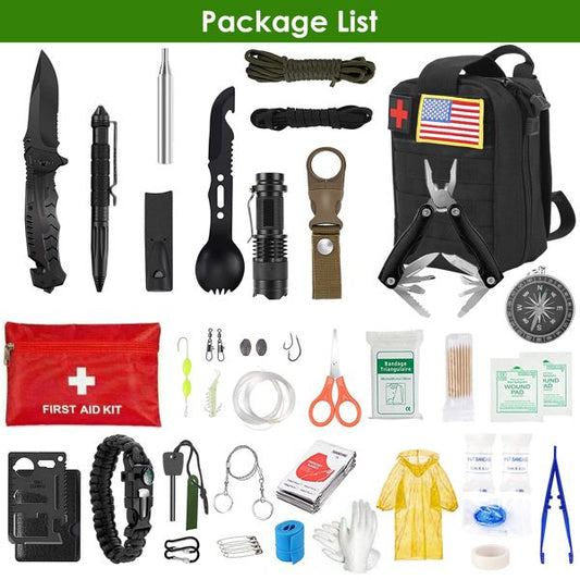 47 in 1 Survival Kits, Gifts for Men, Professional Survival Gear Equipment Tools First Aid Supplies for SOS Emergency Tactical Hiking Hunting Disaster Camping Adventures