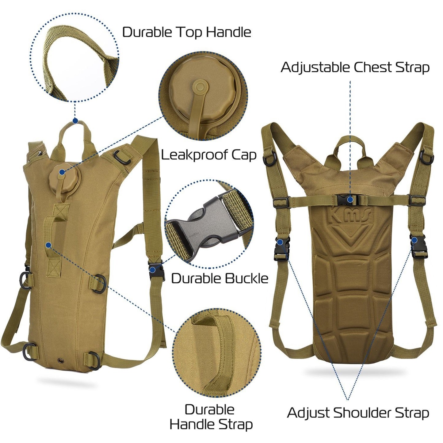 Tactical Hydration Pack 3L Water Bladder Adjustable Water Drink Backpack