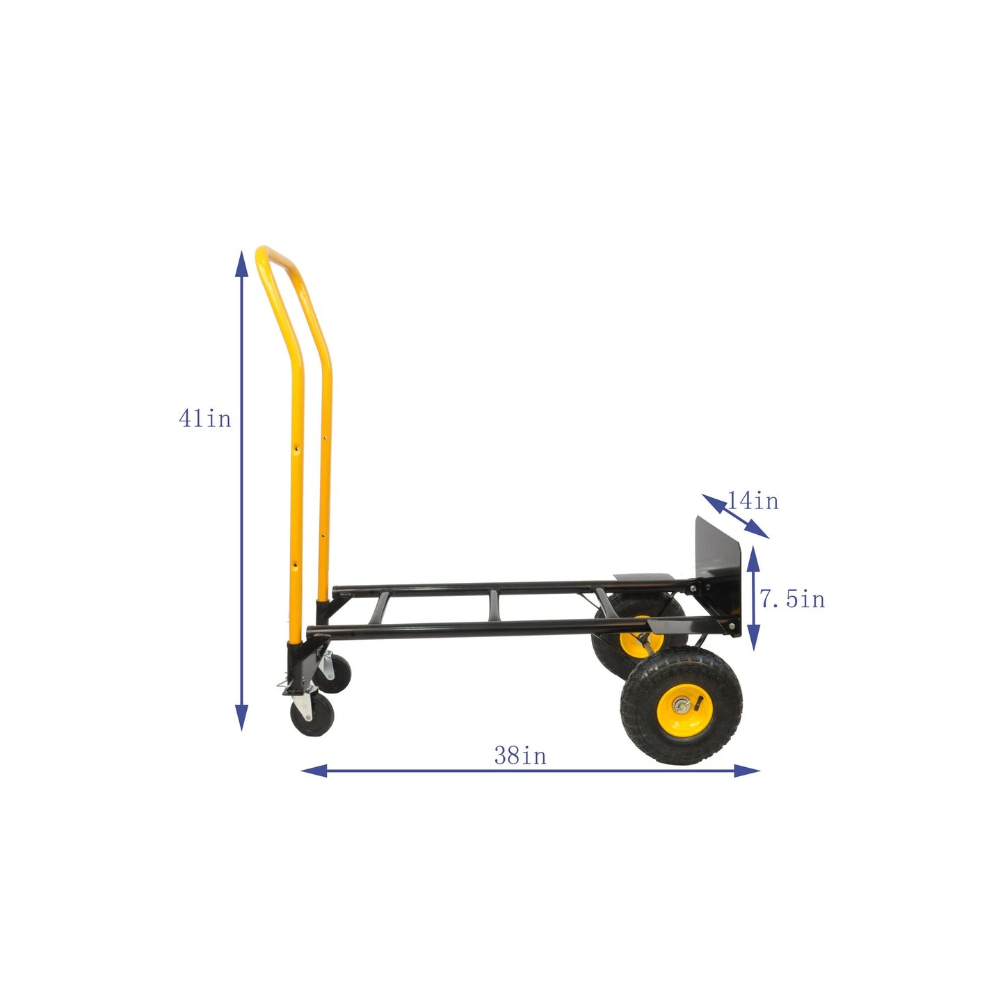 Hand Truck Dual Purpose 2 Wheel Dolly Cart and 4 Wheel Push Cart with Swivel Wheels 330 Lbs Capacity Heavy Duty Platform Cart for Moving/Warehouse/Garden/Grocery