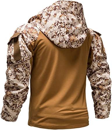 Men's Camouflage Army Tactical T-Shirts Military Shirts Long Sleeve Outdoor T-Shirts Athletic Hoodies