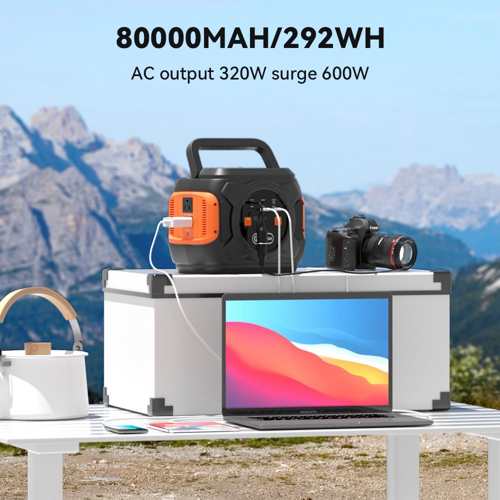 320W Portable Power Station;  Flashfish 292Wh 80000mAh Solar Generator Backup Power With LASHFISH 18V/60W Foldable Solar Panel;  Portable Solar Charger