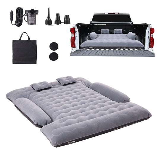 VEVOR Truck Bed Air Mattress, for 6-6.5 ft Full Size Truck Beds, Inflatable Air Mattress Camping Bed with 12V Air Pump 2 Pillows, Carry Bag, for Chevrolet Silverado, Dodge Ram, Ford 150/250/350