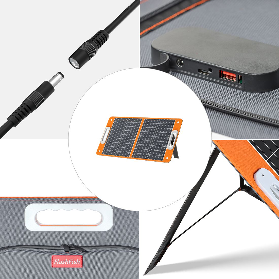 300W Solar Generator, FlashFish 60000mAh Portable Power Station Camping Potable Generator with 60W 18V Portable Solar Panel, Flashfish Foldable Solar Charger with 5V USB 18V DC Output