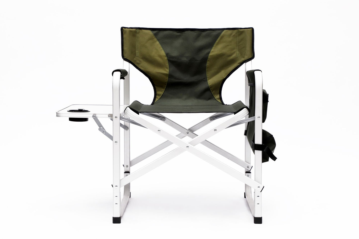 1-piece Padded Folding Outdoor Chair with Side Table and Storage Pockets; Lightweight Oversized Directors Chair for indoor;  Outdoor Camping;  Picnics and Fishing; Green