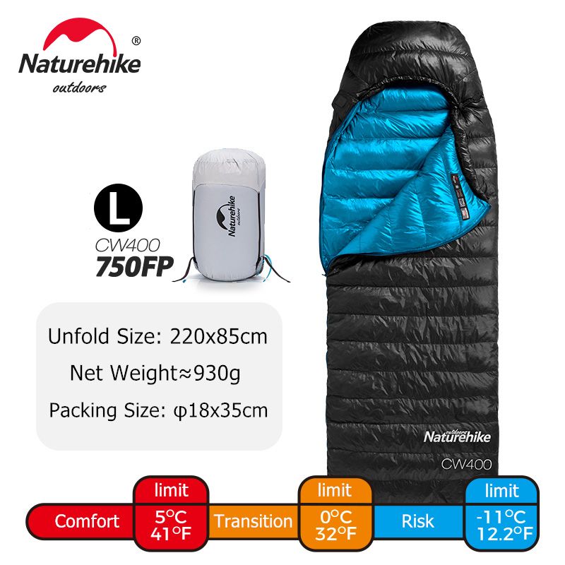 Naturehike cw400 Sleeping Bag Lightweight Goose Down Winter Warm Sleeping Bag Ultralight Outdoor Hiking Camping Travel Equipment