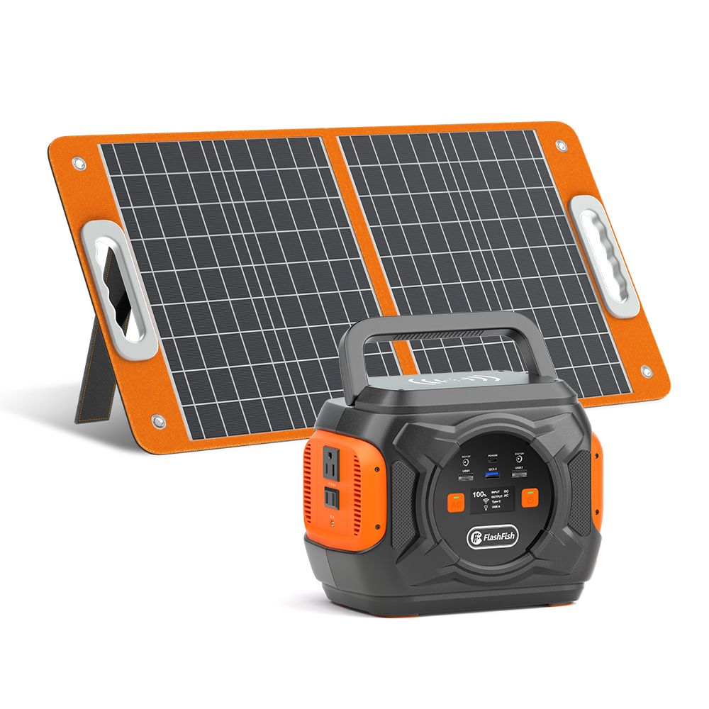 320W Portable Power Station;  Flashfish 292Wh 80000mAh Solar Generator Backup Power With LASHFISH 18V/60W Foldable Solar Panel;  Portable Solar Charger