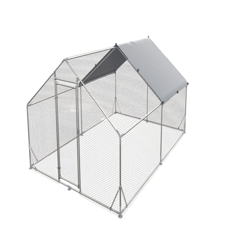 Large Metal Chicken Coop Walk-in Poultry Cage Hen Run House Rabbits Habitat Cage Spire Shaped Coop with Waterproof and Anti-Ultraviolet Cover (13.1' L x 9.8' W x 6.4' H)