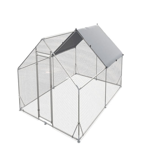 Large Metal Chicken Coop Walk-in Poultry Cage Hen Run House Rabbits Habitat Cage Spire Shaped Coop with Waterproof and Anti-Ultraviolet Cover (13.1' L x 9.8' W x 6.4' H)