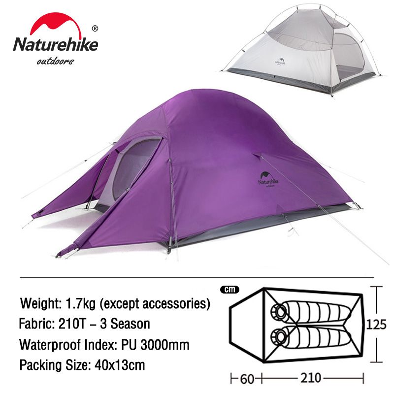 Naturehike Cloud Up 1 2 3 People Tent Ultralight 20D Camping Tent Waterproof Outdoor Hiking Travel Tent Backpacking Cycling Tent