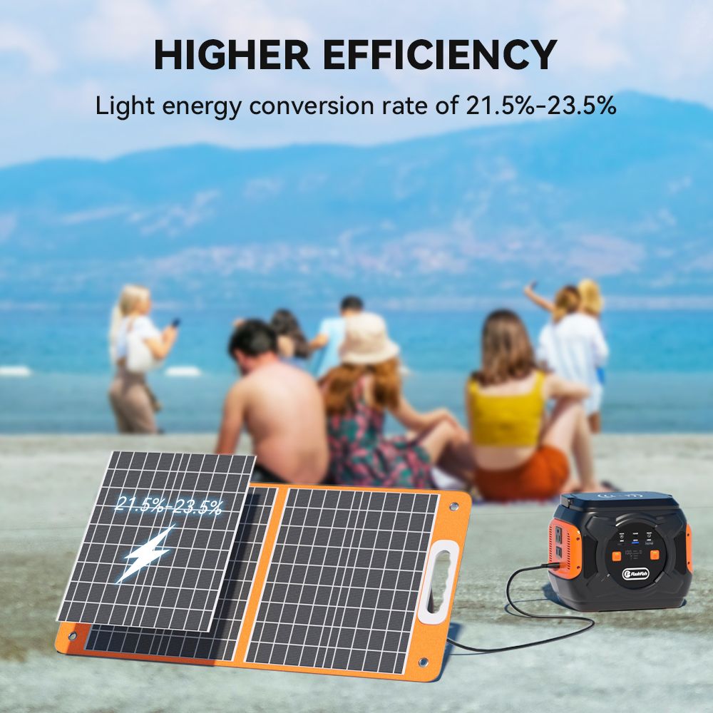 320W Portable Power Station;  Flashfish 292Wh 80000mAh Solar Generator Backup Power With LASHFISH 18V/60W Foldable Solar Panel;  Portable Solar Charger