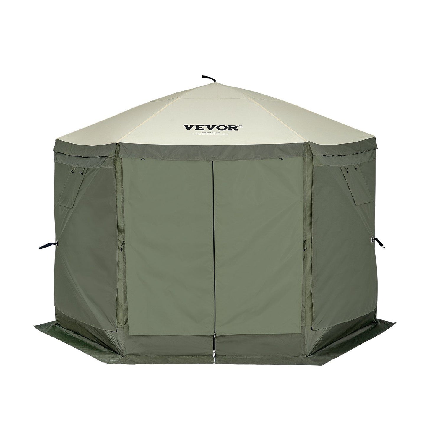 VEVOR Pop Up Gazebo Tent, Pop-Up Screen Tent 6 Sided Canopy Sun Shelter with 6 Removable Privacy Wind Cloths & Mesh Windows, 10x10FT Quick Set Screen Tent with Mosquito Netting, Army Green