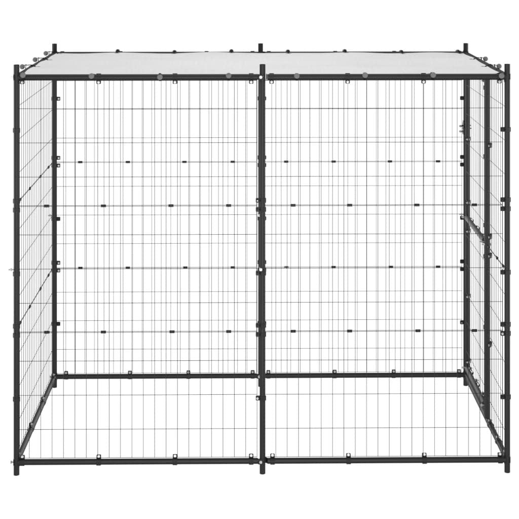 Outdoor Dog Kennel Steel with Roof 43.3"x86.6"x70.9"