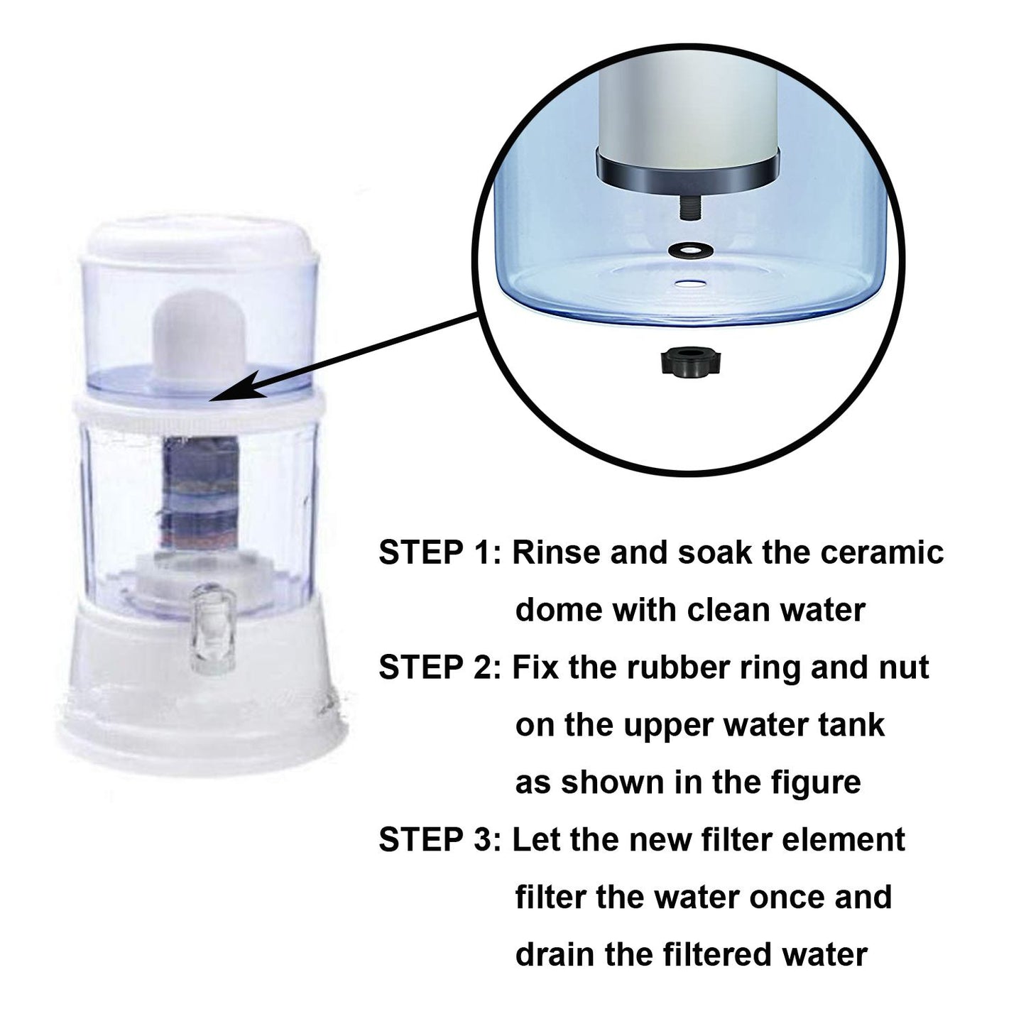 Huining Ceramic Dome Water Filter with Coconut Shell Activated Carbon Inside, for Water Pre-Filtration Unit Filter Media Replacement 0.15 to 0.5 Micron Household Water Bucket Filtration System