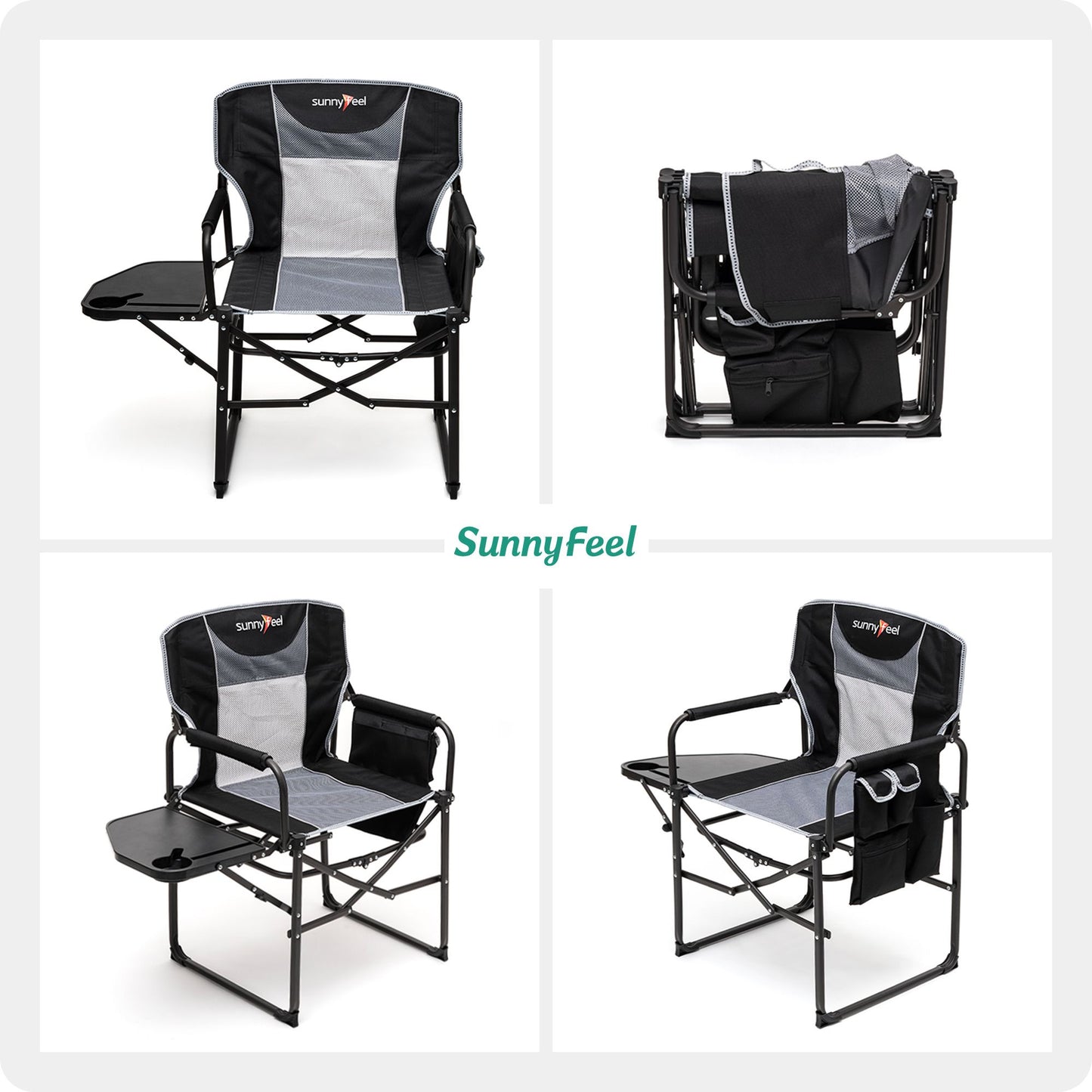 Camping Directors Chair, Heavy Duty,Oversized Portable Folding Chair with Side Table, Pocket for Beach, Fishing,Trip,Picnic,Lawn,Concert Outdoor Foldable Camp Chairs