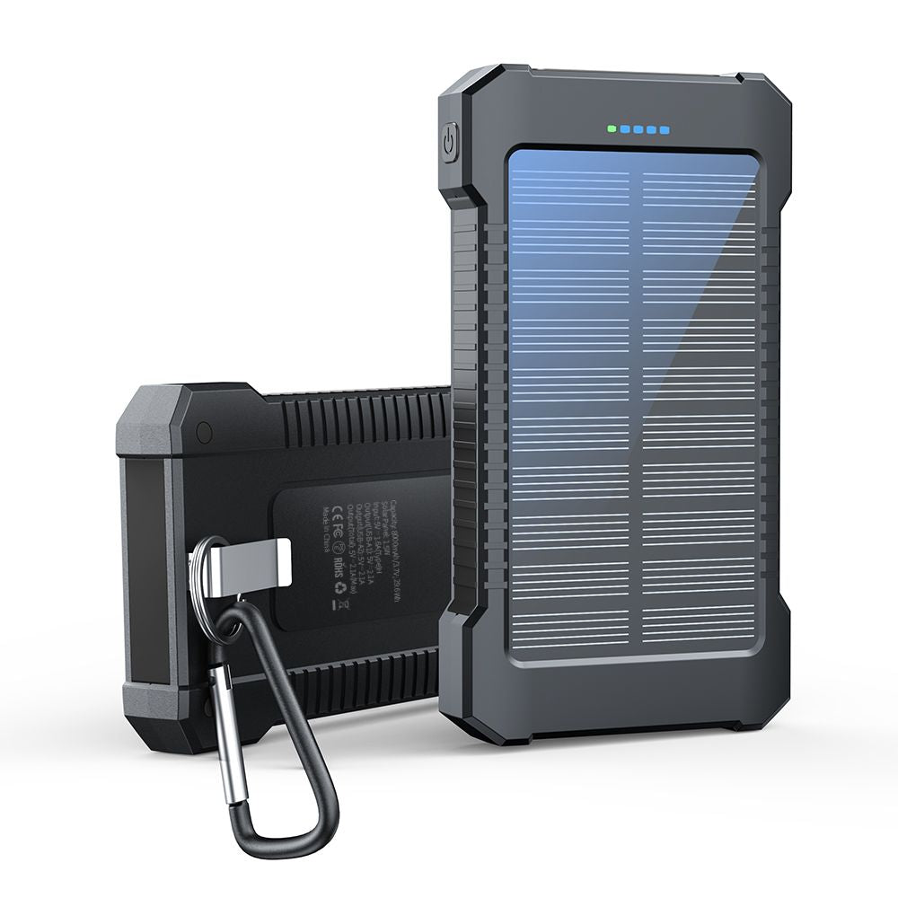 Solar-Powered Portable Charger With Built-In Light, Featuring An 8000mAh High-Capacity Battery Pack, Capable Of Solar Charging And Illumination, Compatible With IPhone