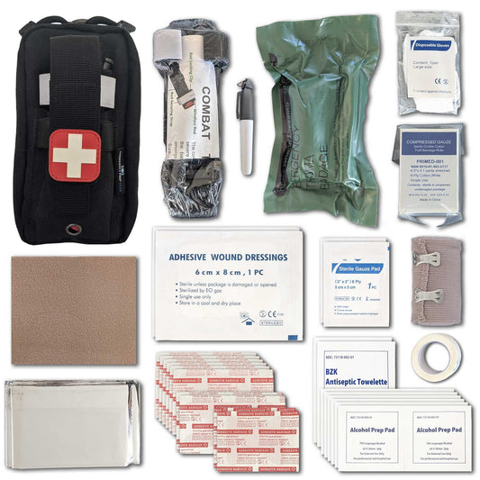 Field First Aid Kit (IFAK) | 44 Piece | Compact Personal First Aid Kit | Backpacking;  Camping;  Emergency;  Travel;  Tactical;  Go Bag;  Bug Out Bag;  72 Hour Kit;  Essentials;  Survival IFAK