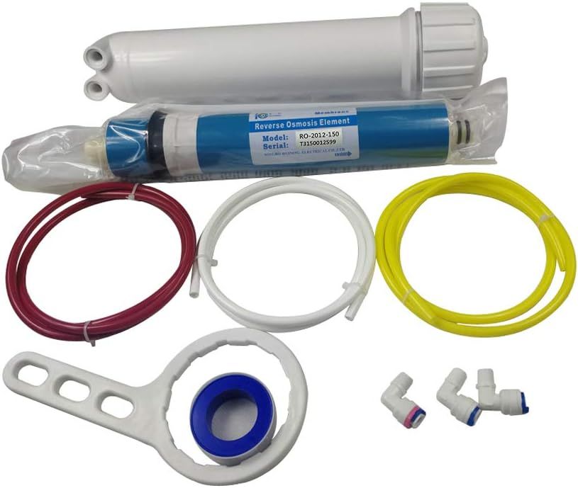 HUINING Reverse Osmosis Membrane 50/75/100/150/400/500GPD and RO Membrane Housing Kit with Quick Connector,Check Valve,Water Pipe,Wrench  for Residential Household Hospital Water Filtration System