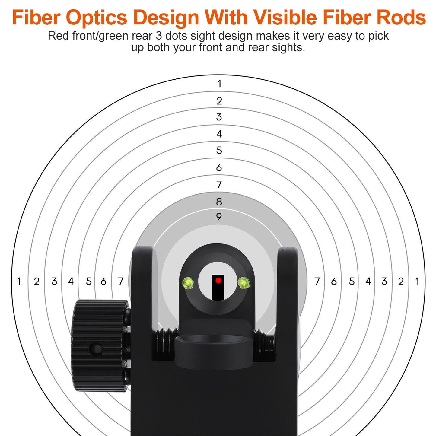 45 Degree Offset Rear Front Flip Up Sights Fiber Optics Aluminum Sights Tactical Folding Back Up Sight Set with Red Green Dots Fit Picatinny Weaver Rails